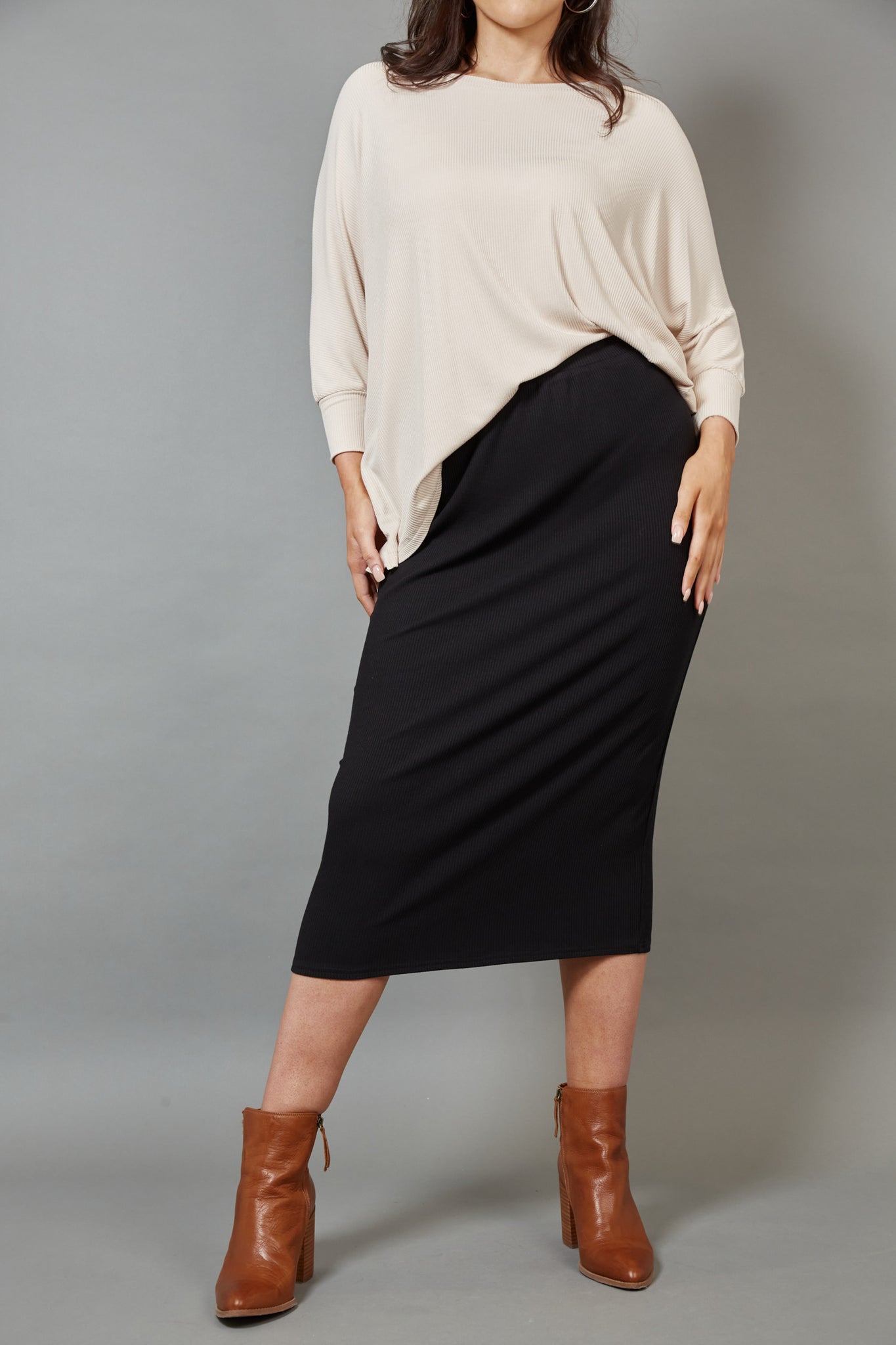 Eb & Ive - Studio Jersey Skirt - Ebony Black FINAL SALE