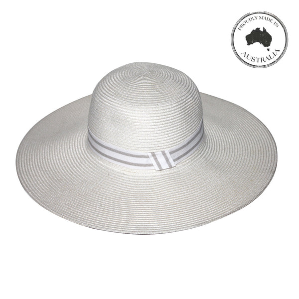 Canopy Bay by Deborah Hutton - Hat - Carla - Ivory w Stripe Trim