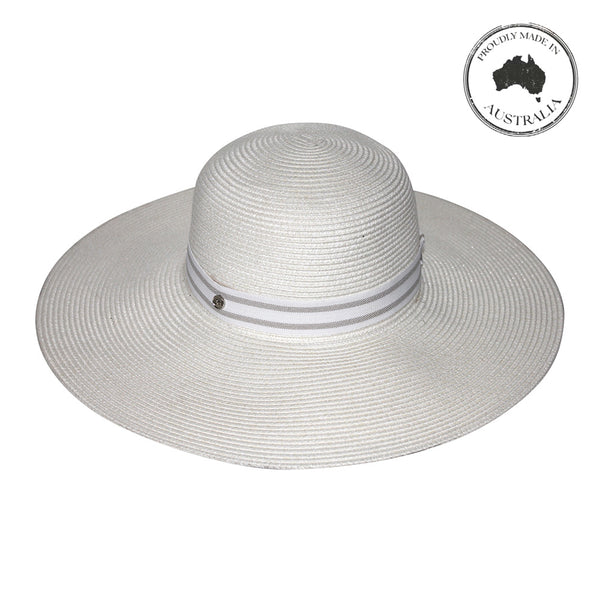 Canopy Bay by Deborah Hutton - Hat - Carla - Ivory w Stripe Trim