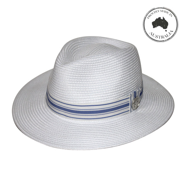 Canopy Bay by Deborah Hutton - Hat - Angelsea - White Duck Egg Blue Trim