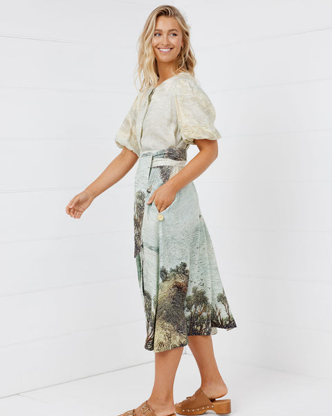 Binny - CAPE WILLOUGHBY Linen/Viscoose Midi Dress - Print