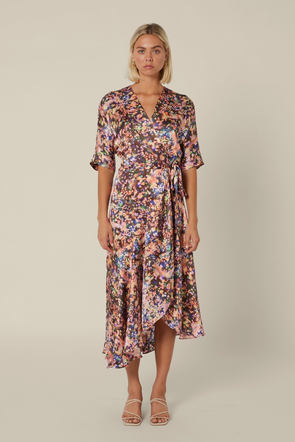 Ganni goldstone hotsell crepe wrap dress