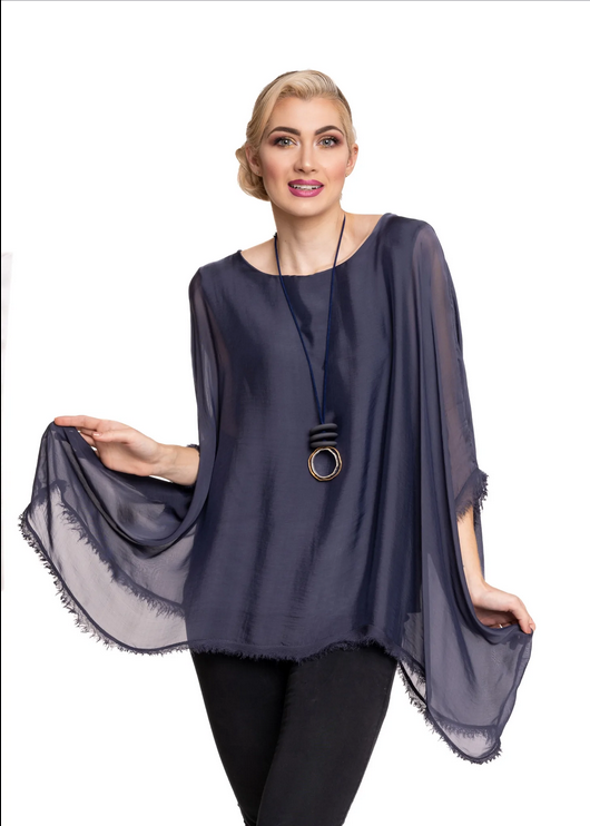 Imagine - Navy Emiliana Silk Top 10IM3028