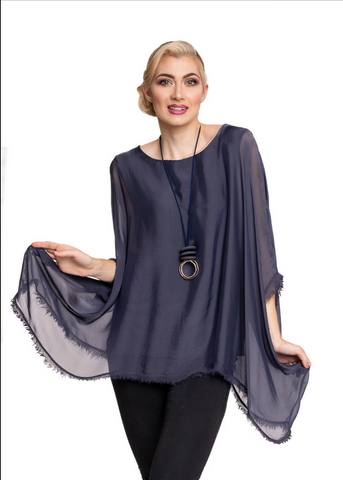 Imagine - Navy Emiliana Silk Top 10IM3028