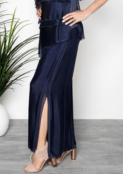 Imagine - Navy Silk Gia Pant with Split 10IM2184