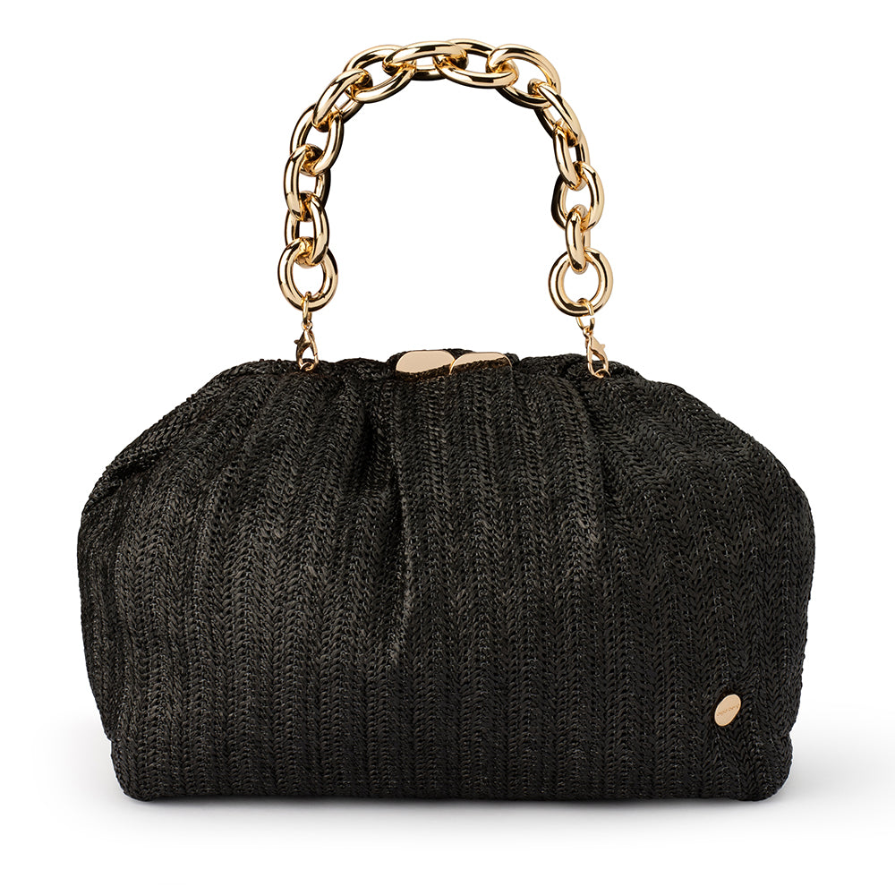 Olga Berg - Black VIVIAN Soft Gathered Clutch - OB6437