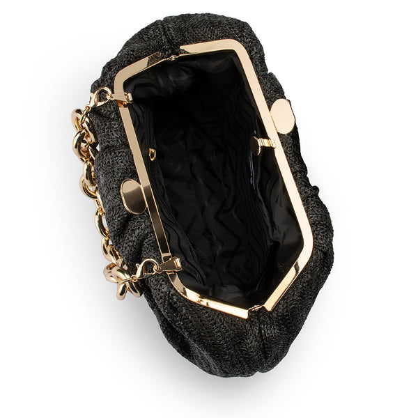 Olga Berg - Black VIVIAN Soft Gathered Clutch - OB6437