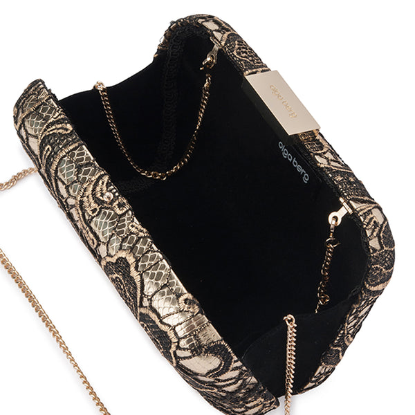 Olga Berg - Gold Gracie Metallic Lace Pod Bag - OB7372