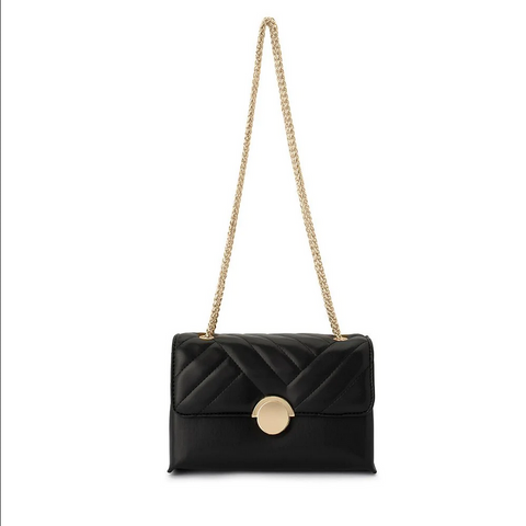 Olga Berg - Black CRESSIDA Quilted Shoulder Bag OB6447