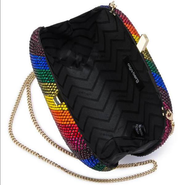 Olga Berg - Rainbow POT OF GOLD Hotfix Oval Clutch Bag - OB7455