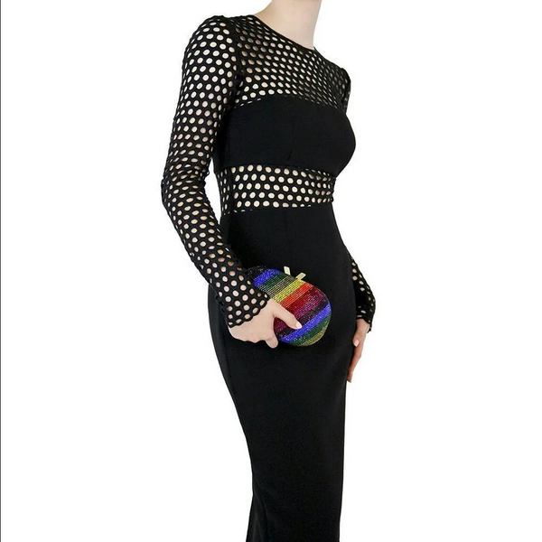 Olga Berg - Rainbow POT OF GOLD Hotfix Oval Clutch Bag - OB7455