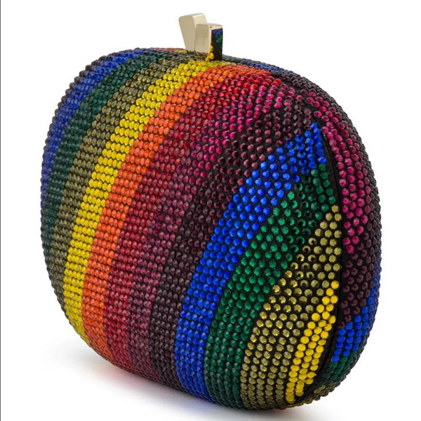 Olga Berg - Rainbow POT OF GOLD Hotfix Oval Clutch Bag - OB7455