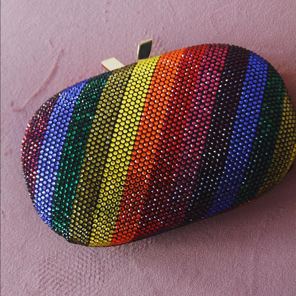 Olga Berg - Rainbow POT OF GOLD Hotfix Oval Clutch Bag - OB7455