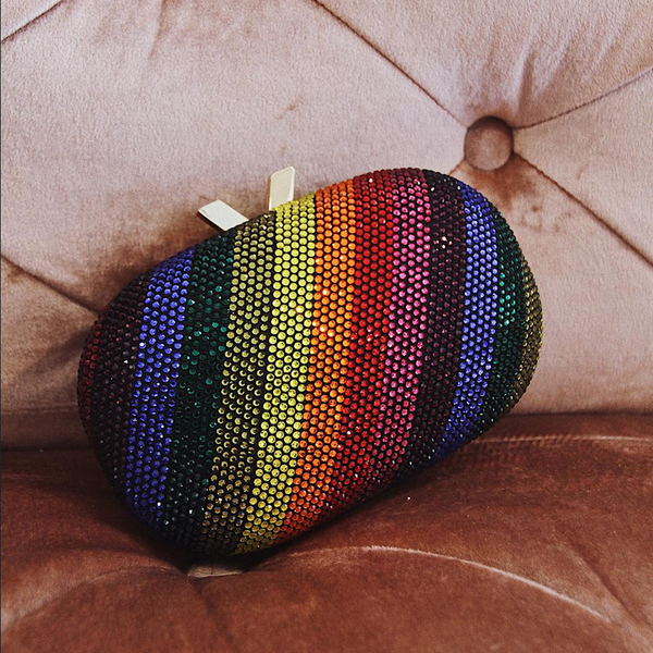Olga Berg - Rainbow POT OF GOLD Hotfix Oval Clutch Bag - OB7455