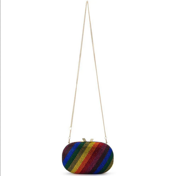 Olga Berg - Rainbow POT OF GOLD Hotfix Oval Clutch Bag - OB7455