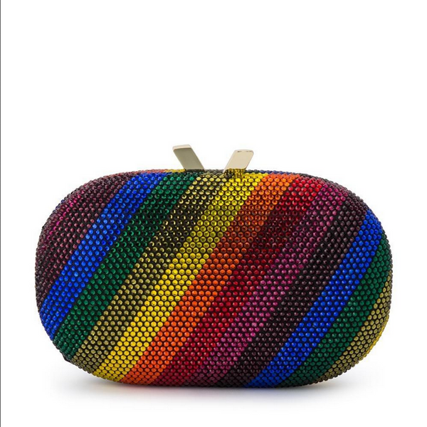 Olga Berg - Rainbow POT OF GOLD Hotfix Oval Clutch Bag - OB7455