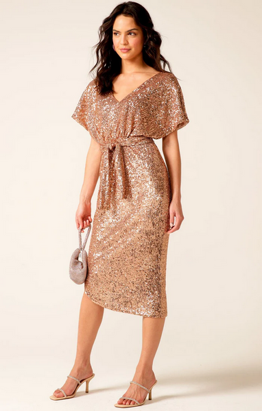 Sacha Drake - Luna Di Miele Midi Dress - Gold Sequin
