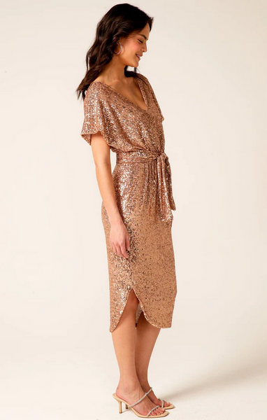 Sacha Drake - Luna Di Miele Midi Dress - Gold Sequin